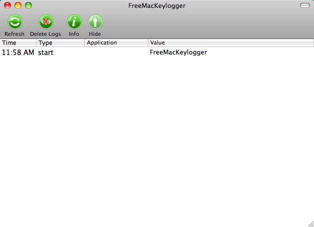 FreeMacKeylogger 1.5 : Main window