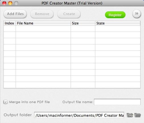PDF Creator Master 2.1 : Main window