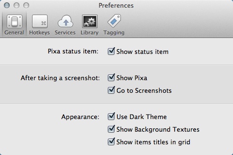 Pixa 1.0 : Program Preferences