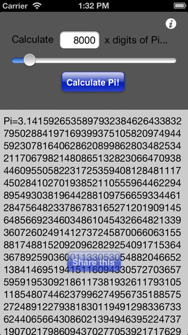 Calculate Pi 2.6 : Main Screen