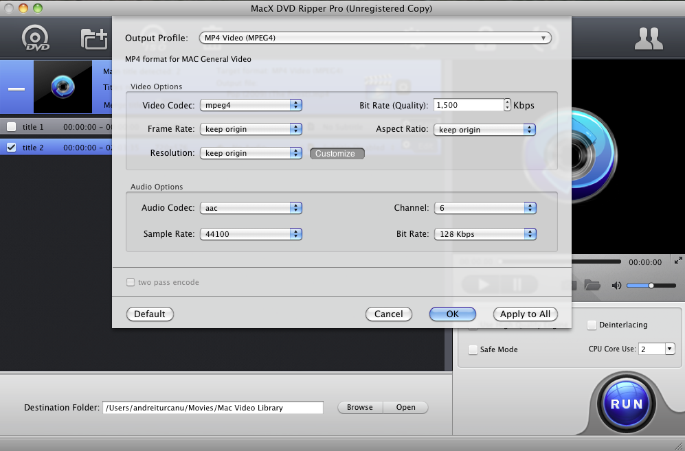 MacX DVD Ripper Pro 4.0 : Advanced settings