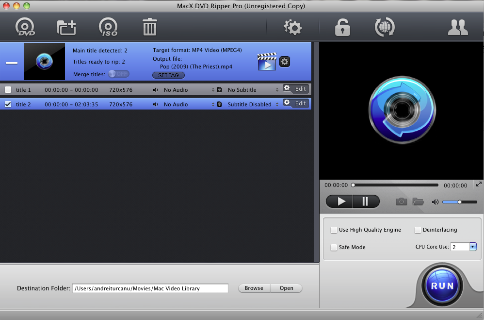 MacX DVD Ripper Pro 4.0 : General View