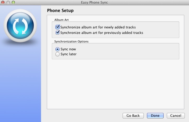 Easy Phone Sync 1.0 : Last set of options
