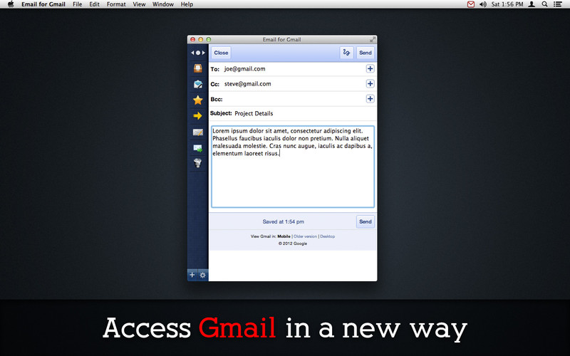Email for Gmail 1.5 : Main window