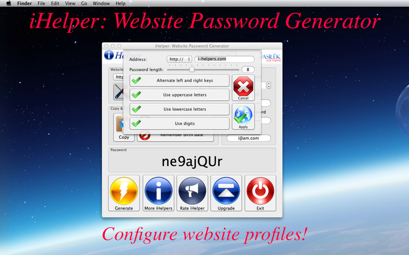 Website Password Generator 1.0 : Website Password Generator screenshot