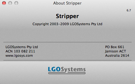 Stripper 6.7 : About window
