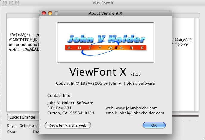 ViewFontX 1.1 : About