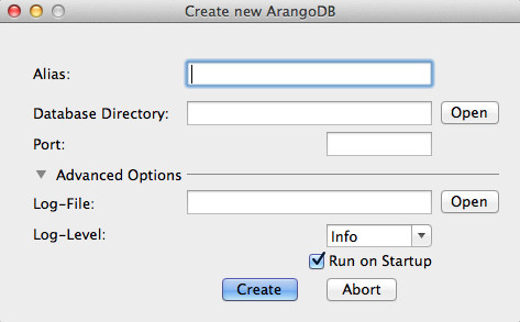 ArangoDB 1.1 : Create database