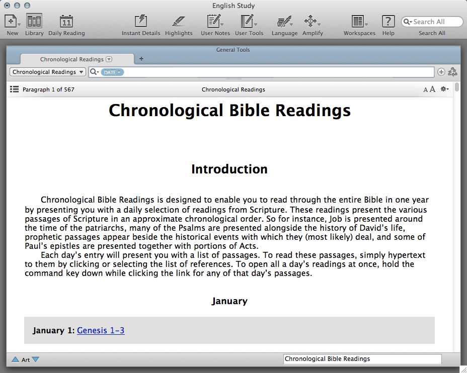 Accordance 10.1 : Chronological Readings