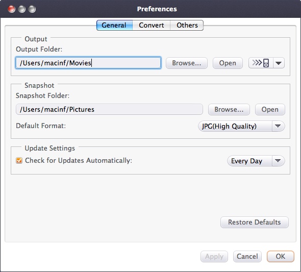 Xilisoft Video Converter Ultimate 6 7.7 : Program Preferences