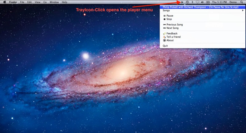 TrayPlayer 1.0 : Main window