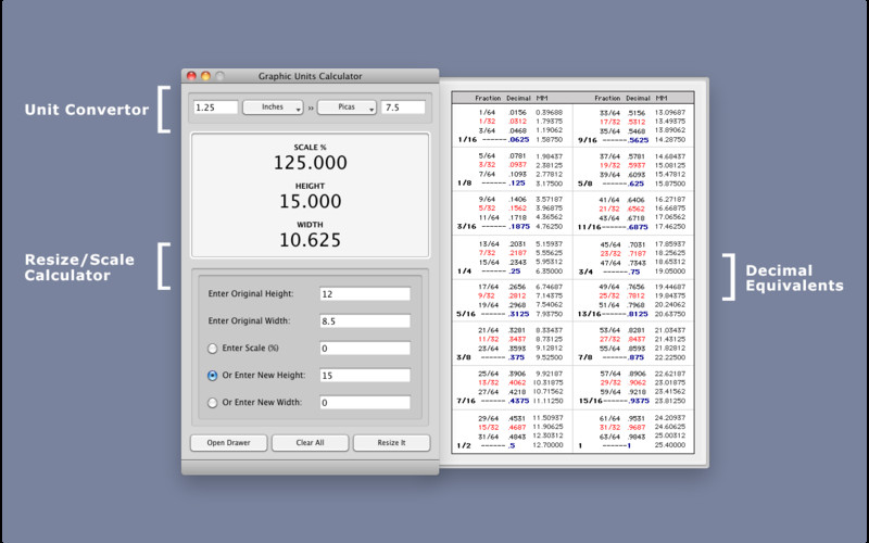 Graphic Units Calculator 1.1 : Graphic Units Calculator screenshot