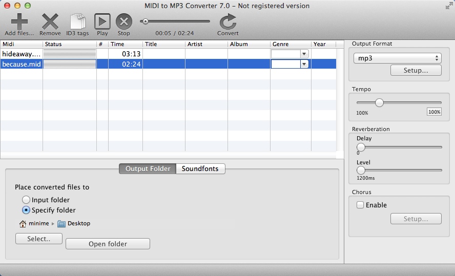 MIDI to MP3 Converter 7.0 : Main Window