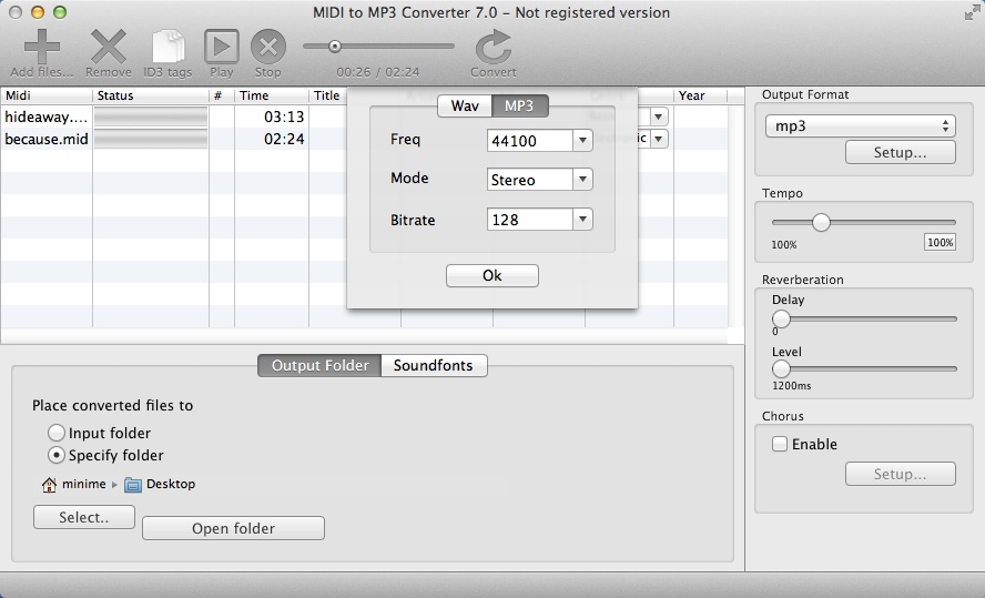MIDI to MP3 Converter 7.0 : Configuring Output Settings