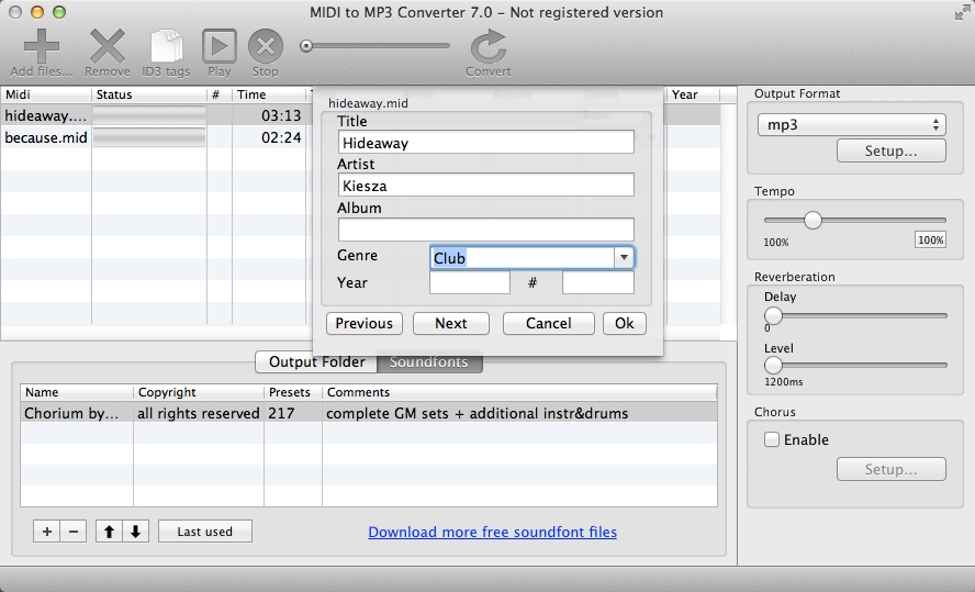 MIDI to MP3 Converter 7.0 : Editing ID3 Tags