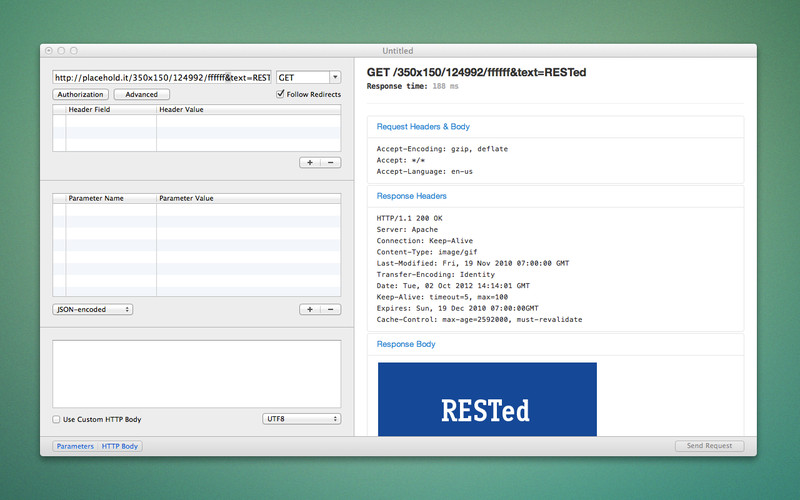 RESTed - Simple HTTP Requests 2.5 : RESTed - Simple HTTP Requests screenshot