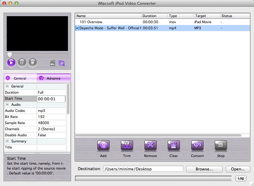 iMacsoft iPod Video Converter 2.9 : Configuring Advanced Settings