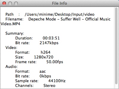 iMacsoft iPod Video Converter 2.9 : Checking Input File Information