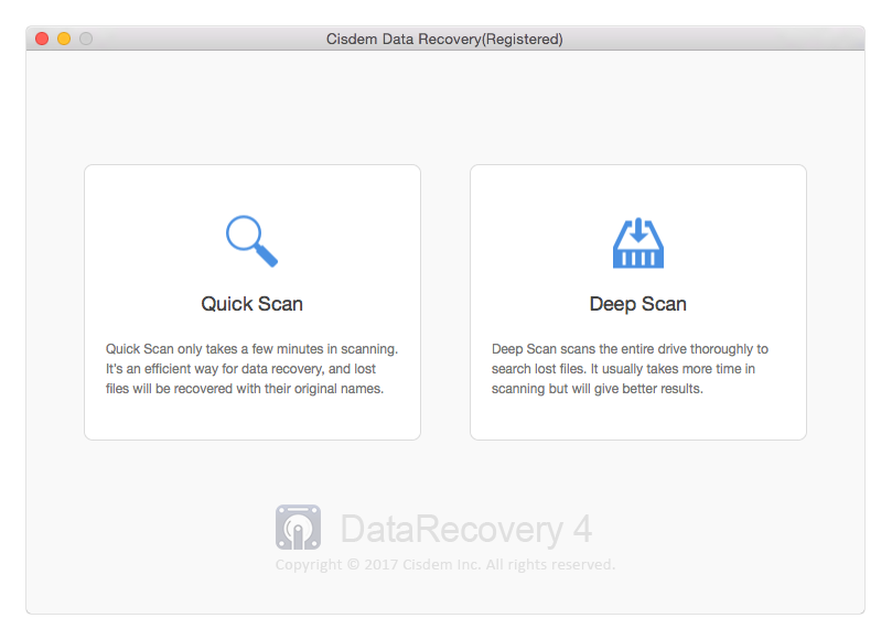 Cisdem Data Recovery 4.0 : Main page