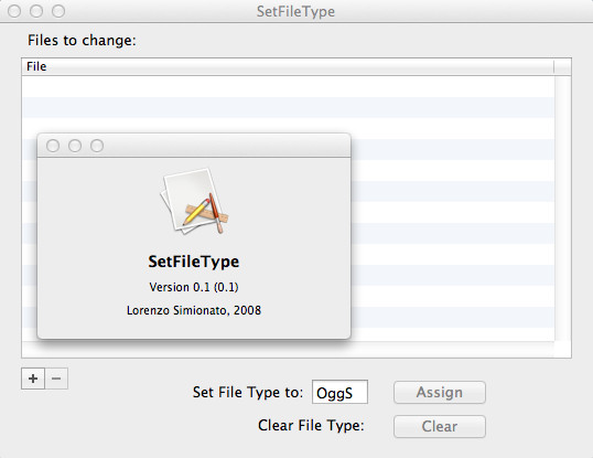 SetFileType 0.1 : Main window