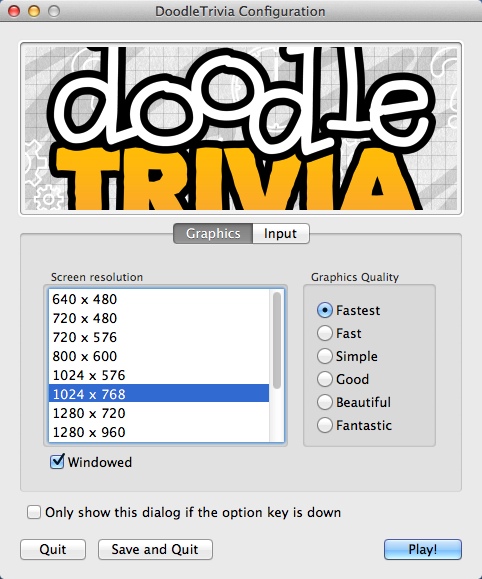 Doodle Trivia 1.0 : Configuring Display Settings