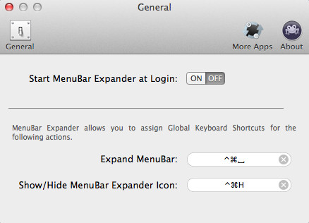 MenuBar Expander 1.0 : Preferences window