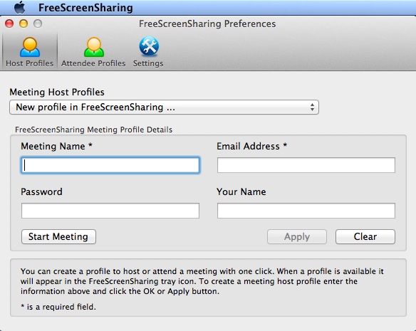 FreeScreenSharing 0.5 : Main window