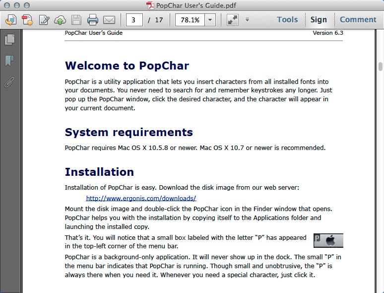 PopChar 6.3 : Help Manual