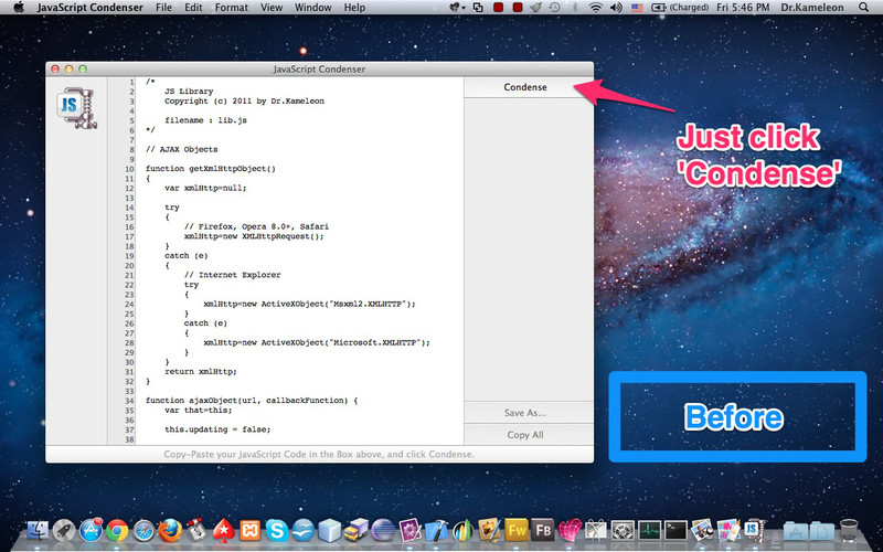 JavaScript Condenser 1.3 : JavaScript Condenser screenshot