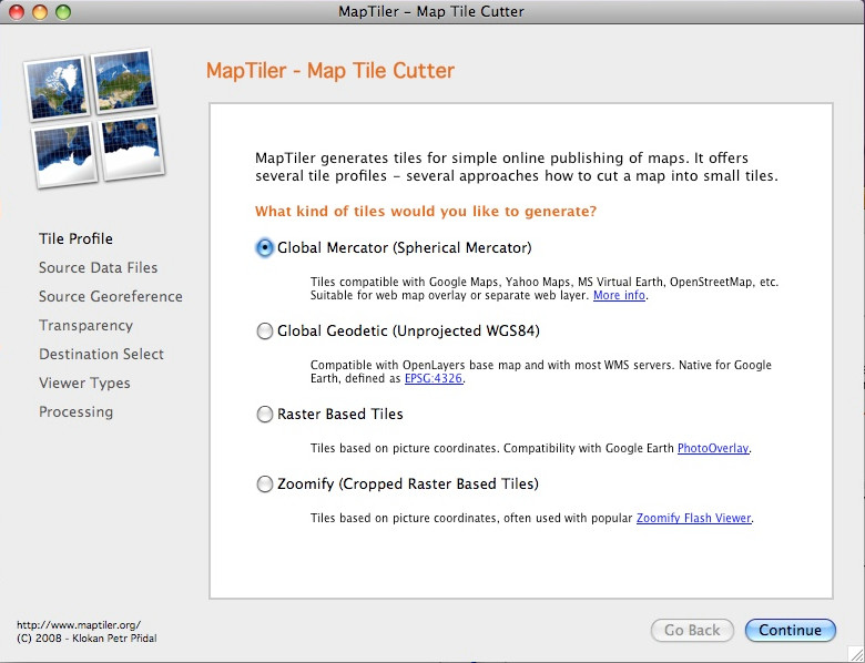MapTiler 1.0 beta : Main window