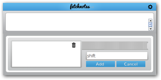 Fetchnotes Widget 1.5 : Main Window