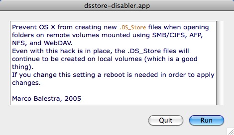 dsstore-disabler 2.1 : Main window