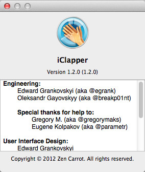 iClapper 1.2 : About window