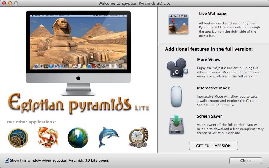 Egyptian Pyramids 3D 1.0 : Welcome Window