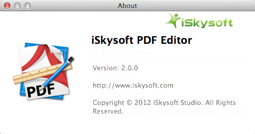 iSkysoft PDF Editor 2.0 : About window