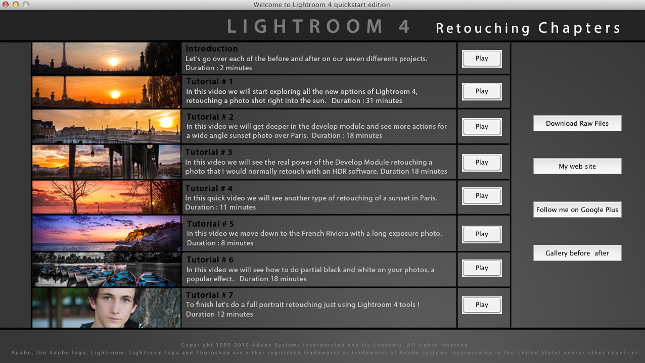 Learn Retouching Lightroom 4 Free Edition 1.2 : Main window