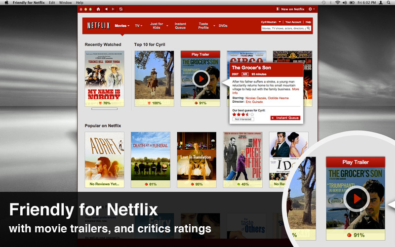 Friendly for Netflix 1.1 : Main window