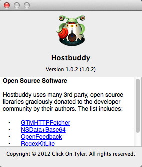 Hostbuddy 1.0 : About window