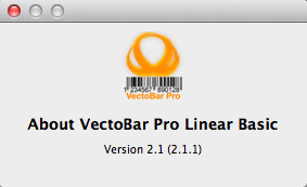 Vectobar Pro Linear Basic 2.1 : About window