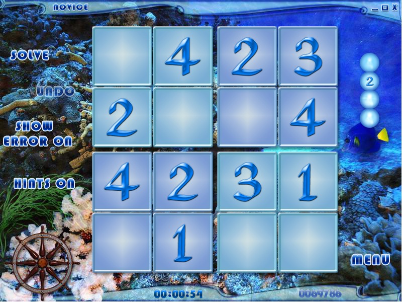 Blue Reef Sudoku demo 1.0 : Game Window