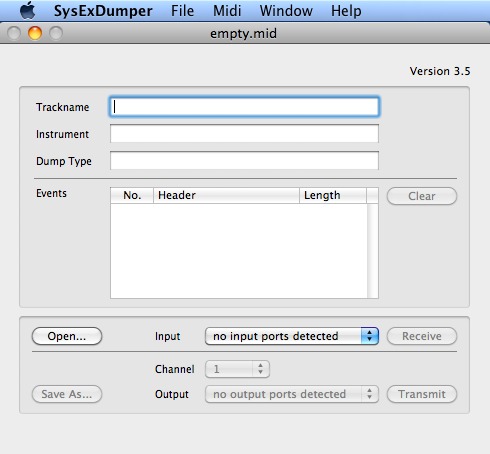 SysExDumper 3.5 : Main window