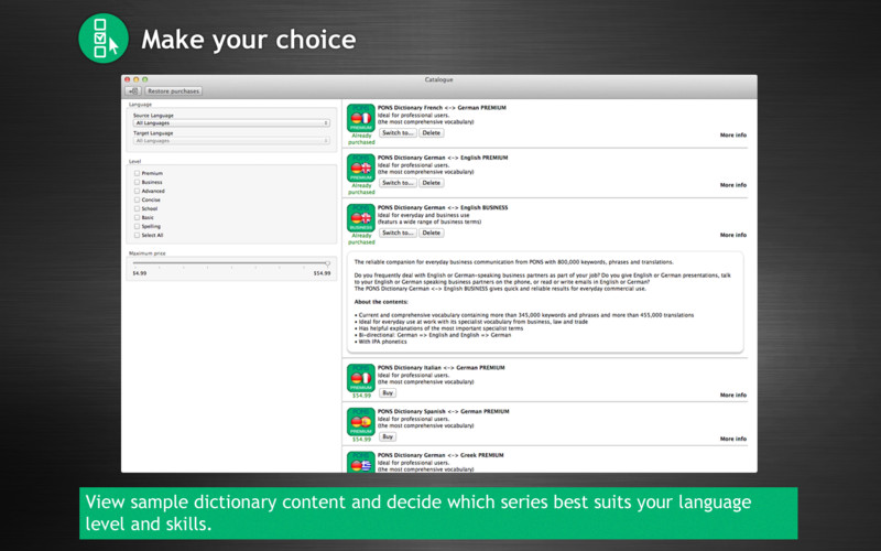 PONS Dictionary Manager 8.4 : PONS Dictionary Manager screenshot