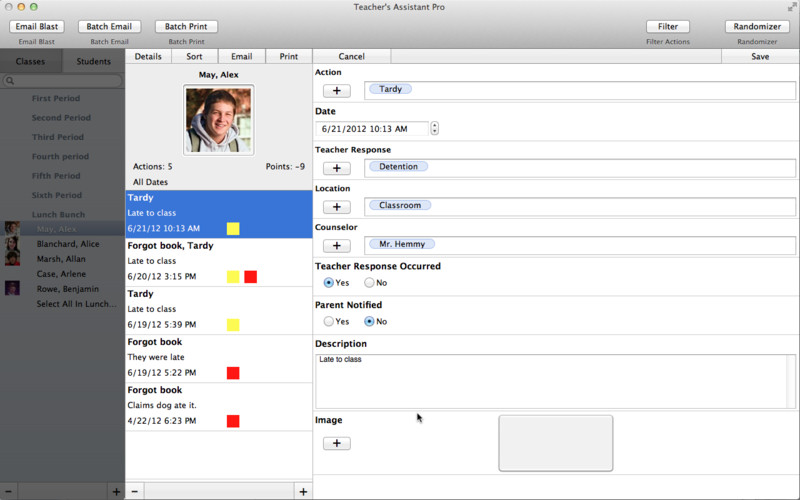 Teacher's Assistant Lite: Track Student Behavior 1.0 : Teacher's Assistant Lite: Track Student Behavior screenshot