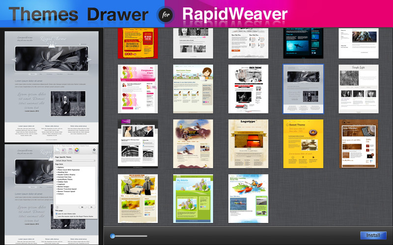 Themes Drawer for RapidWeaver 1.1 : Themes Drawer for RapidWeaver screenshot