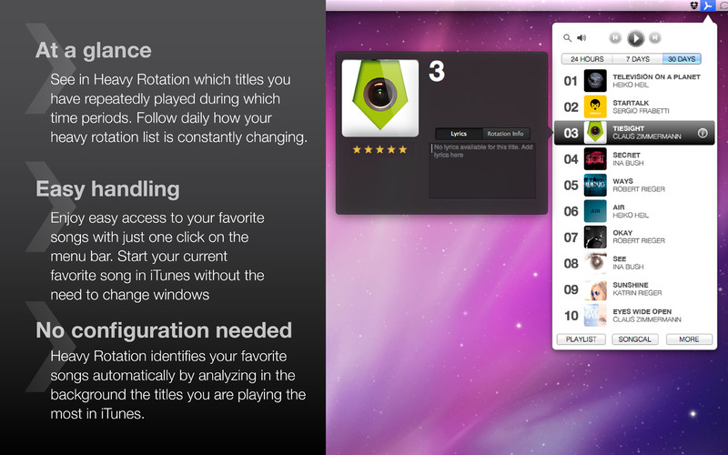 Heavy Rotation for iTunes 1.2 : Heavy Rotation for iTunes screenshot