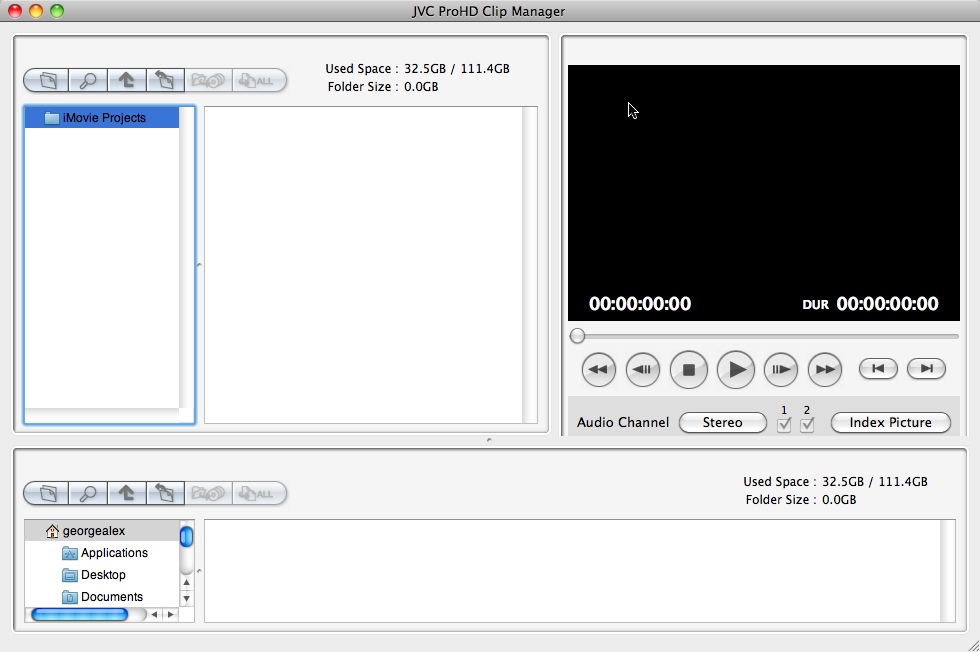 JVC ProHD Clip Manager 1.0 : Main window