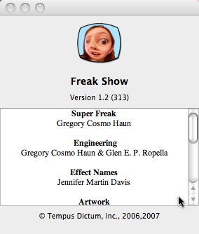 Freak Show 1.2 : About Window