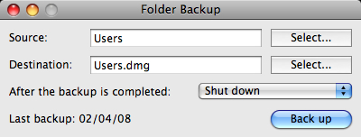 Folder Backup 3.1 : Main Window