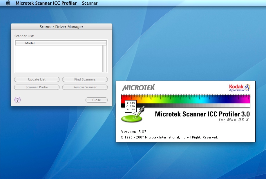 Microtek Scanner ICC Profiler 3.0 : Main window