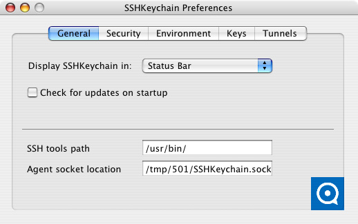 SSHKeychain 0.8 : Main window
